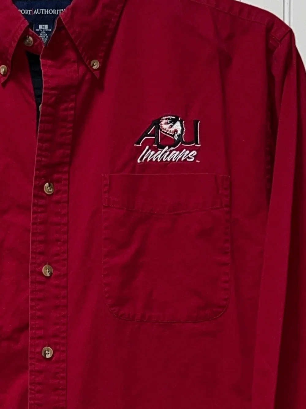 ASU Arkansas State Indians Oxford Shirt M Vintage Red Wolfs